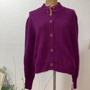 NWT $498 Plum KINROSS CASHMERE Cardigan Sweater sz 5 XL